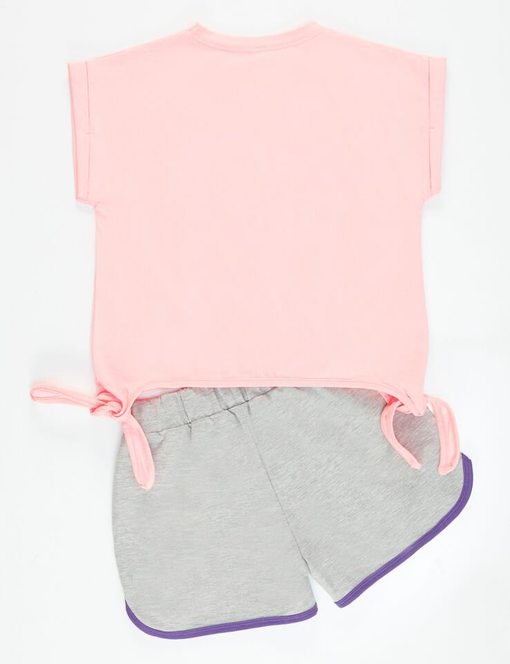 Wassup Kız Çocuk T-shirt Şort Takım 4 Y - Pembe Gri