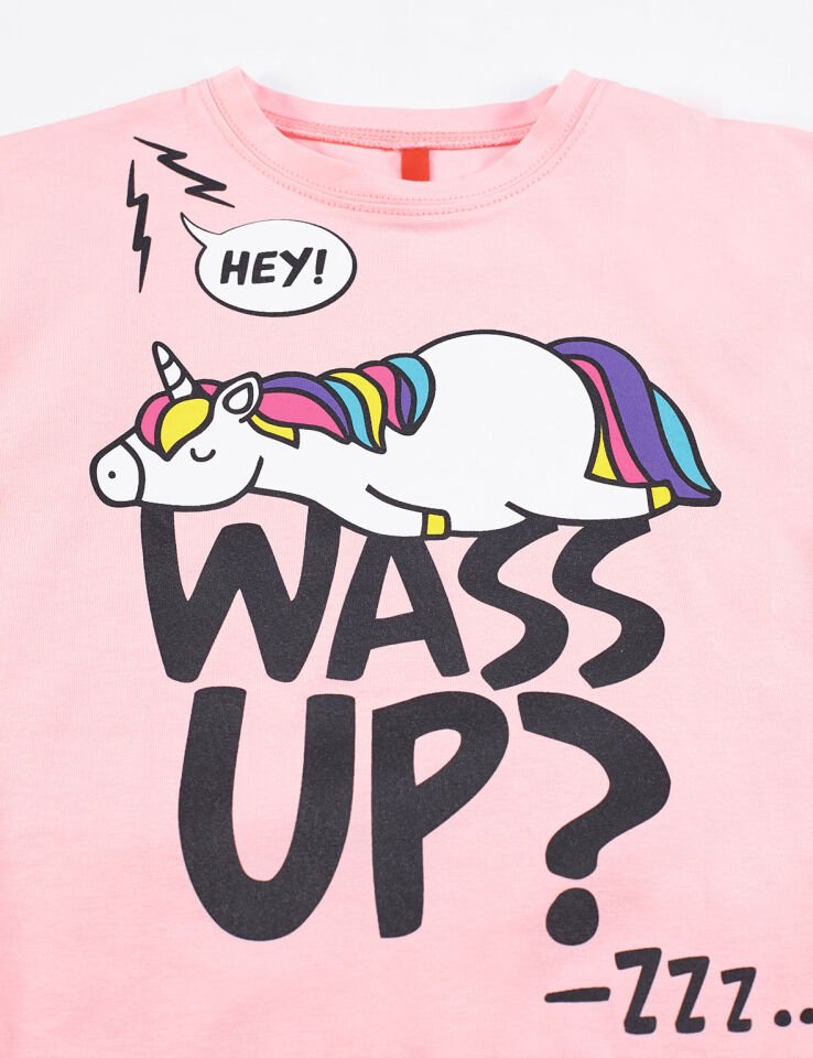Wassup Kız Çocuk T-shirt Şort Takım 4 Y - Pembe Gri