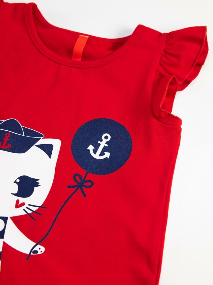 Denizci Kedi Kız Çocuk Tunik Tayt Takım