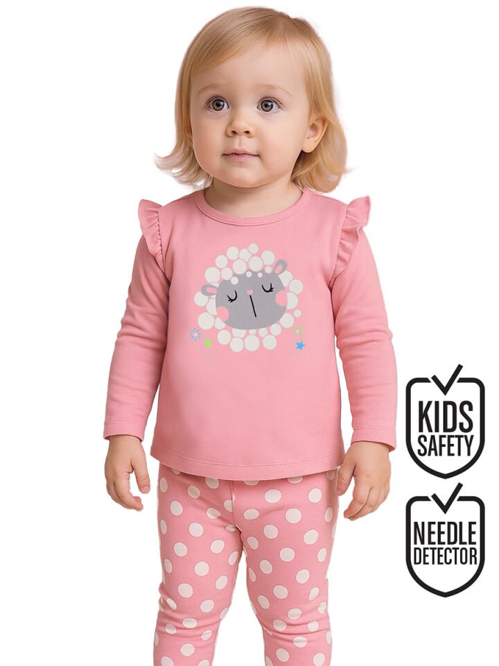 Kuzucuk Kız Bebek Pembe Tunik Tayt Takım 6-12 M - Pembe
