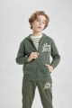 Erkek Çocuk Kapüşonlu Baskılı Fermuarlı Sweatshirt