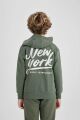 Erkek Çocuk Kapüşonlu Baskılı Fermuarlı Sweatshirt