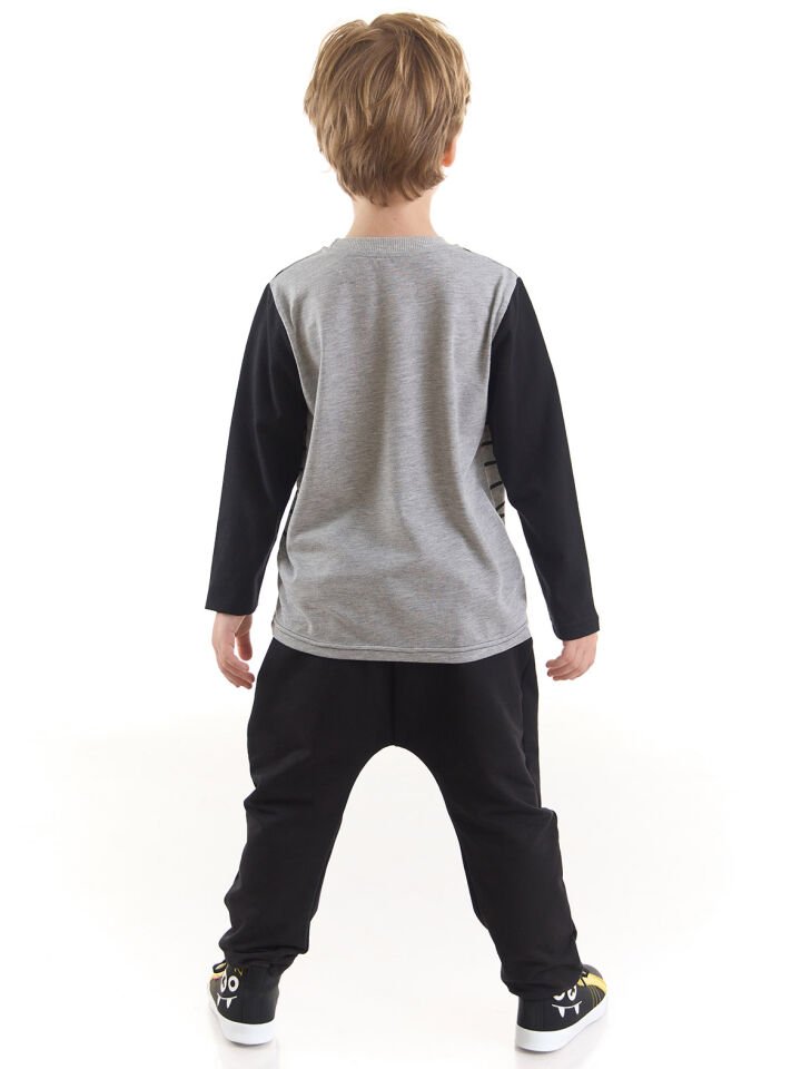 Sarkan Canavar Erkek Çocuk T-shirt Pantolon Takım 2 Y - Gri, Siyah