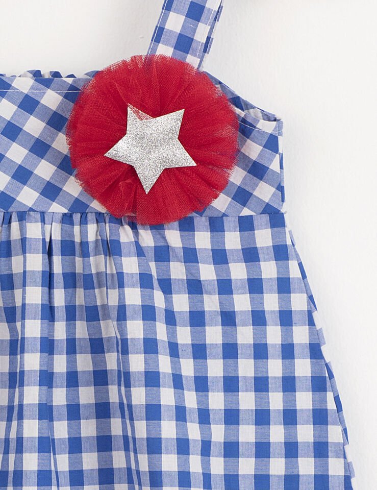 Yıldız Ekose Kız Çocuk Salopet Tulum