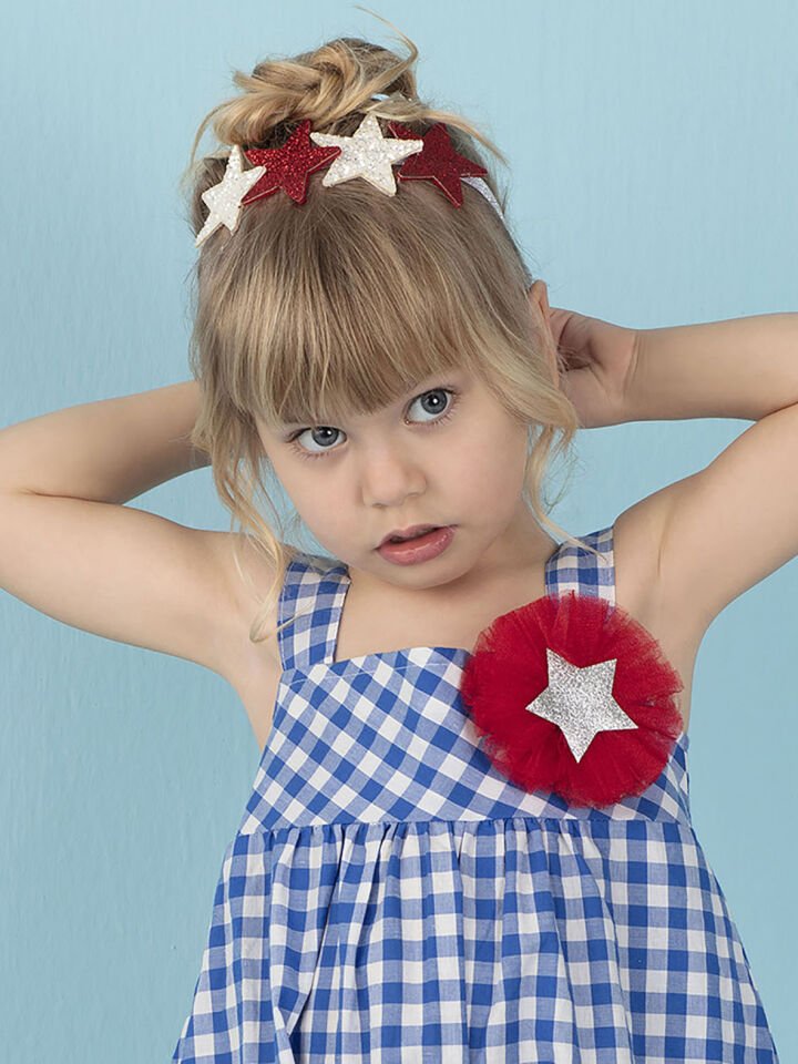 Yıldız Ekose Kız Çocuk Salopet Tulum