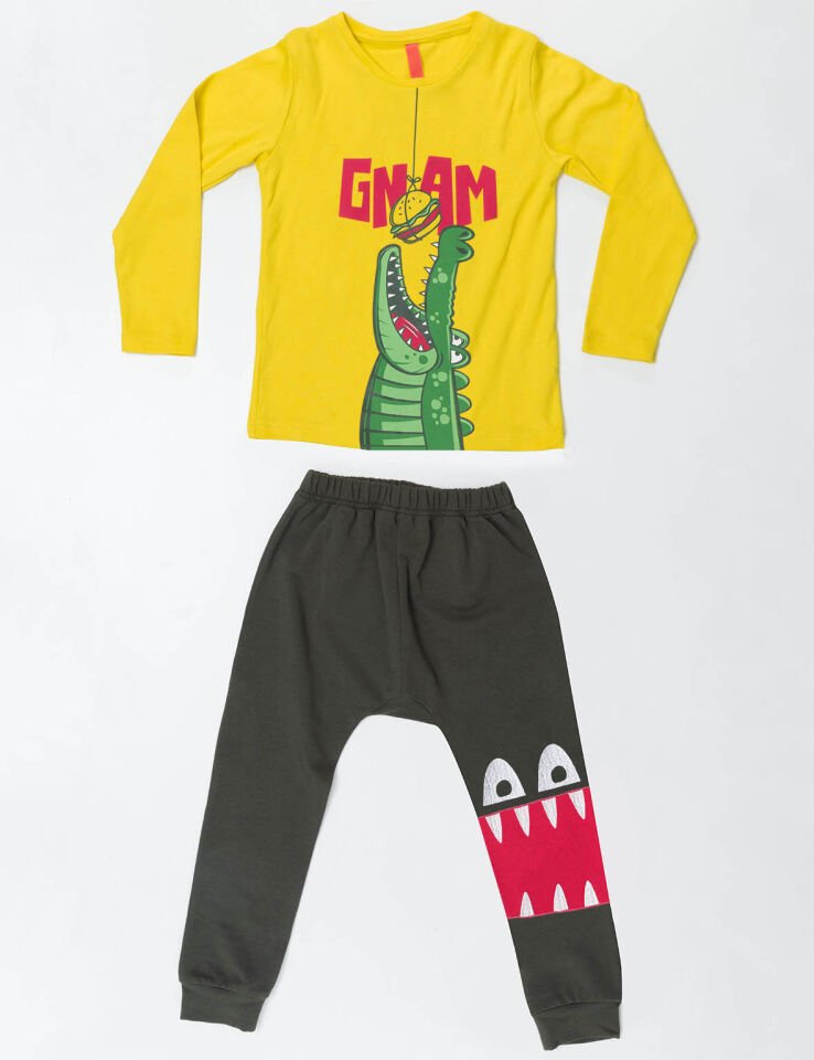 Gnam Erkek Çocuk T-shirt Pantolon Takım 6 Y - Sarı Haki