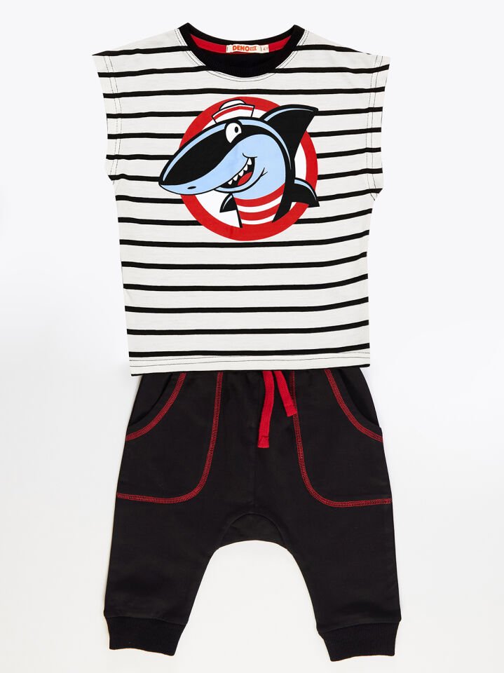 Denizci Erkek Çocuk T-shirt Kapri Şort Takım