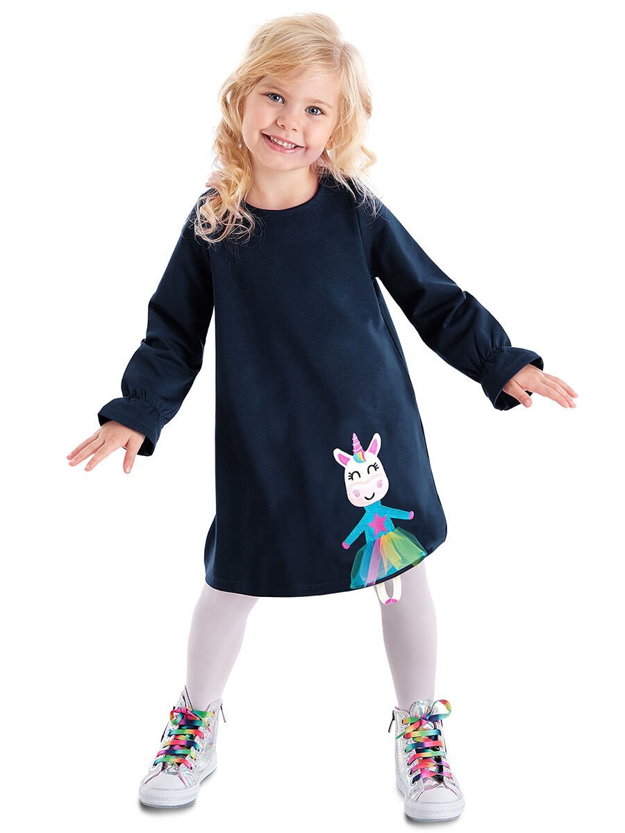 Lilycorn Lacivert Kız Çocuk Elbise