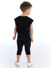 Denizci Erkek Çocuk T-shirt Kapri Şort Takım 2 Y - Siyah, beyaz