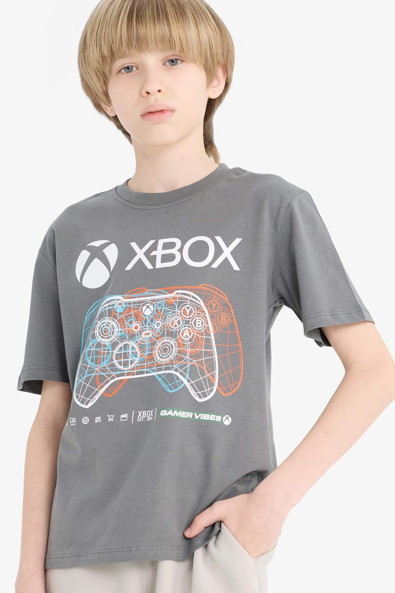Erkek Çocuk Xbox Bisiklet Yaka Kısa Kollu Tişört