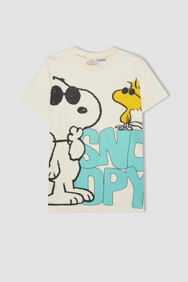 Erkek Çocuk Snoopy 2'li Takım Kısa Kollu Tişört Deniz Şortu