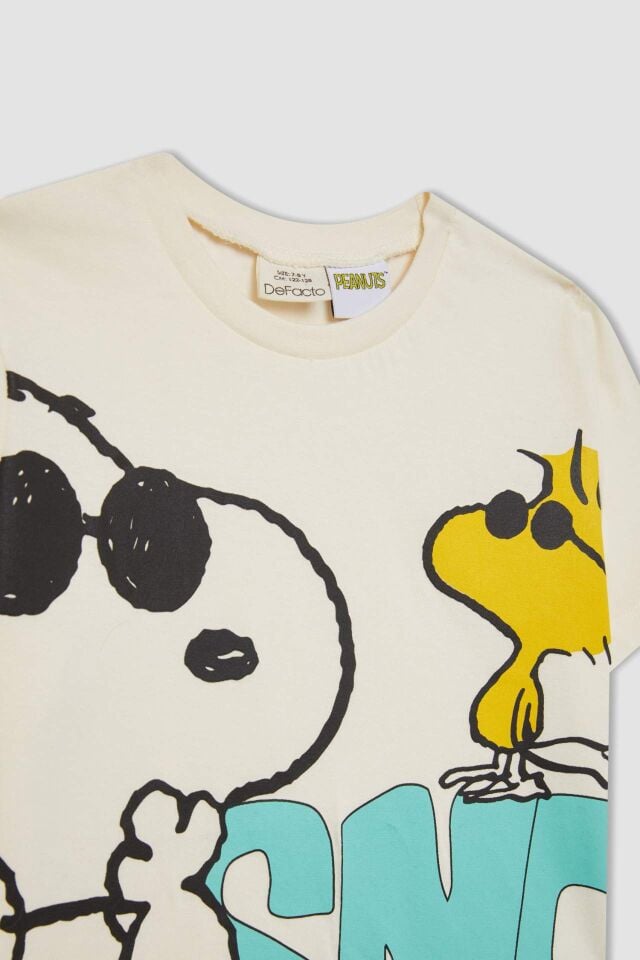 Erkek Çocuk Snoopy 2'li Takım Kısa Kollu Tişört Deniz Şortu