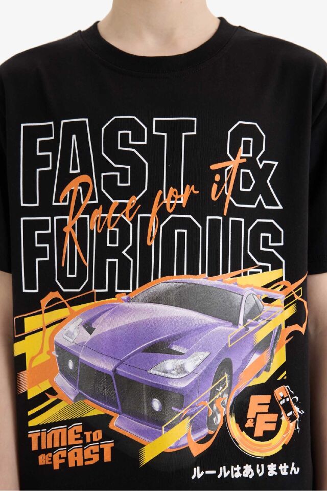 Erkek Çocuk Fast & Furious Bisiklet Yaka Kısa Kollu Tişört