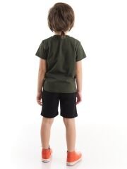 Üç Kaplan Erkek Çocuk T-Shirt Şort Takım 7 Y - Haki, Siyah