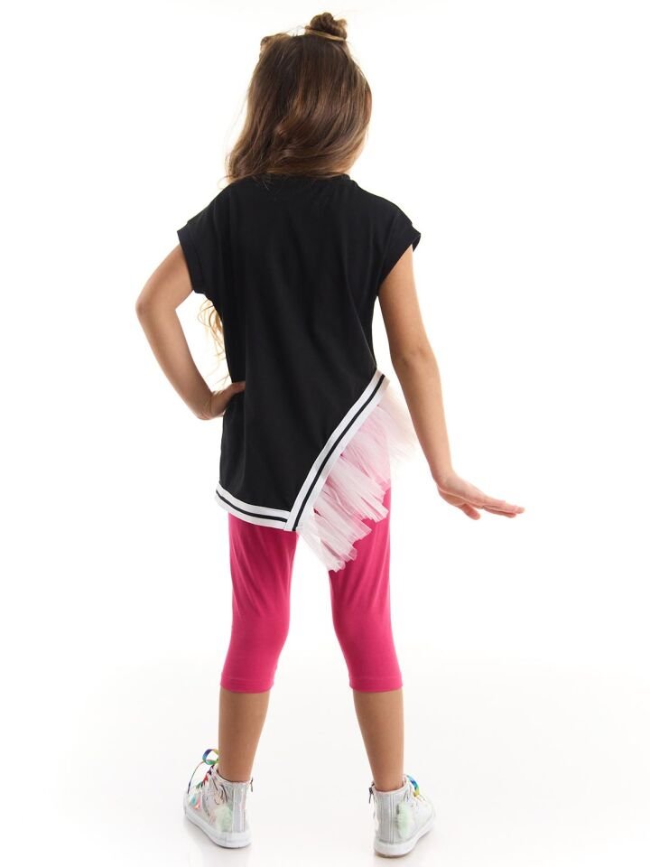 Wow Tüllü Kız Çocuk T-Shirt Pembe Tayt Takım