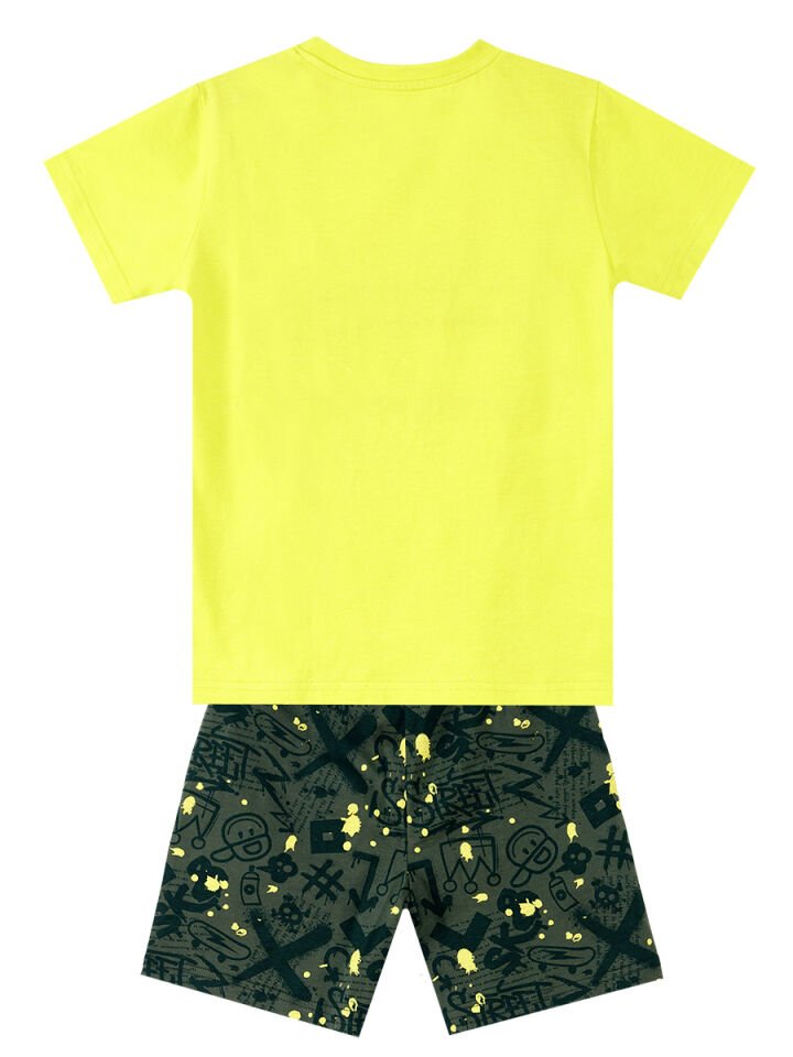 Kaykay Hipo Erkek Çocuk T-shirt Şort Takım 4 Y - Haki, yeşil