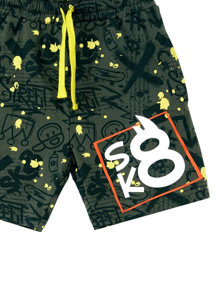 Kaykay Hipo Erkek Çocuk T-shirt Şort Takım 5 Y - Haki, yeşil