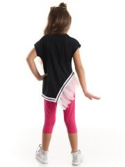 Wow Tüllü Kız Çocuk T-Shirt Pembe Tayt Takım 5 Y - Pembe, Siyah