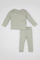 Kız Bebek Pijama Takımı Çiçekli Uzun Kollu Üst Beli Lastikli Uzun Alt