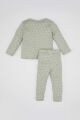 Kız Bebek Pijama Takımı Çiçekli Uzun Kollu Üst Beli Lastikli Uzun Alt