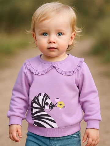 Zebra Kız Bebek Lila Sweatshirt