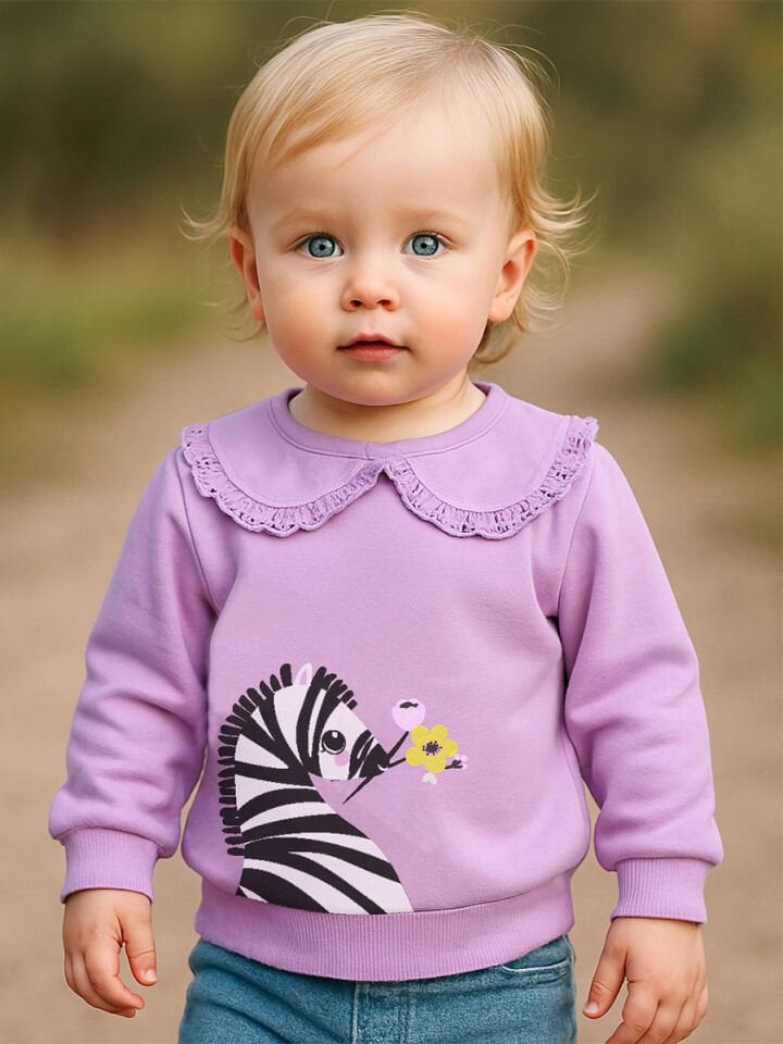 Zebra Kız Bebek Lila Sweatshirt