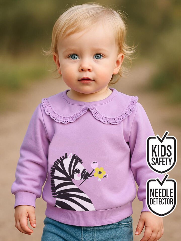 Zebra Kız Bebek Lila Sweatshirt