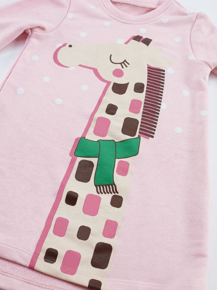 Cool Zürafa Kız Çocuk Elbise 7 Y - Pembe