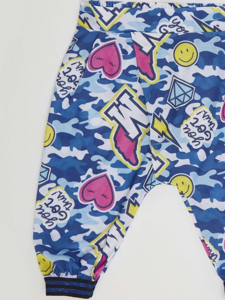 Kalp Kalbe Kız Çocuk Crop Top Kapri Şort Takım