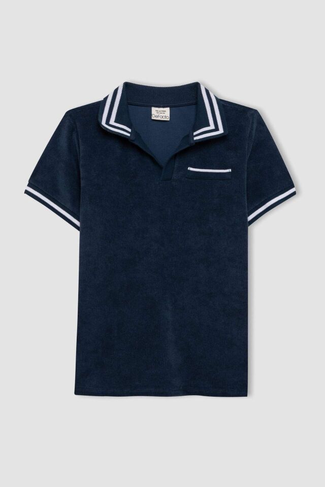 Erkek Çocuk Apaş Yaka Havlu Kumaş Kısa Kollu Polo Tişört