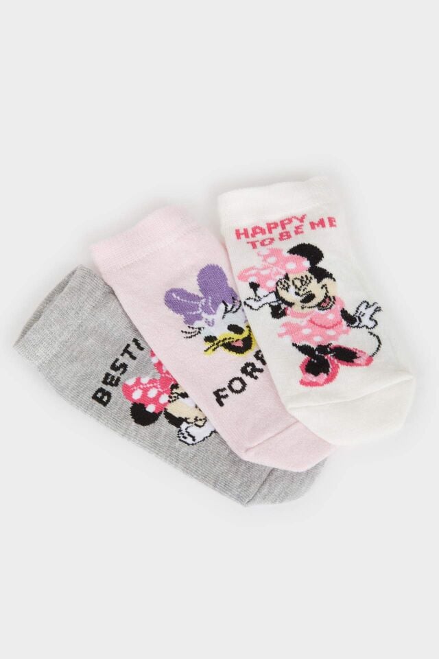 Kız Çocuk Disney Mickey Mouse &Friends 3'lü Pamuklu Patik Çorap