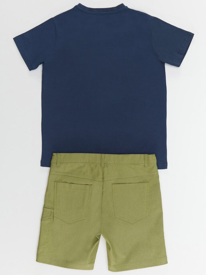 Safari Erkek Çocuk T-shirt Gabardin Şort Takım