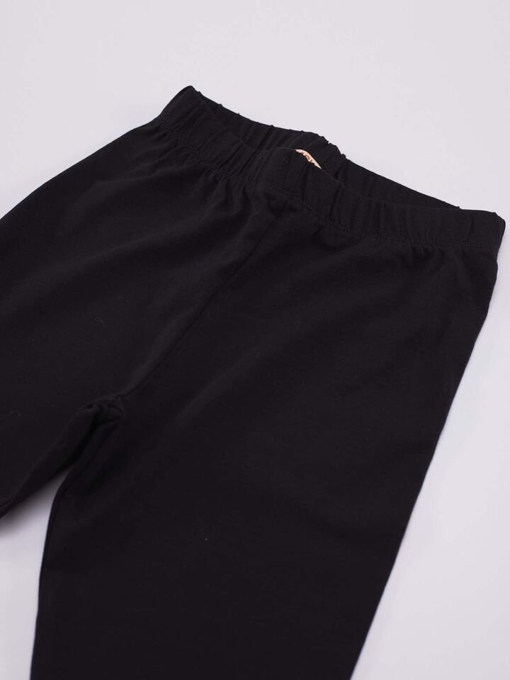 Yıldızlı Kedi Kız Çocuk T-shirt Siyah Tayt Takım