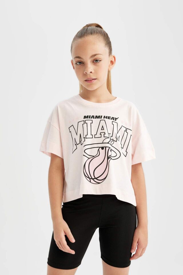 Kız Çocuk NBA Miami Heat Bisiklet Yaka Kısa Kollu Tişört