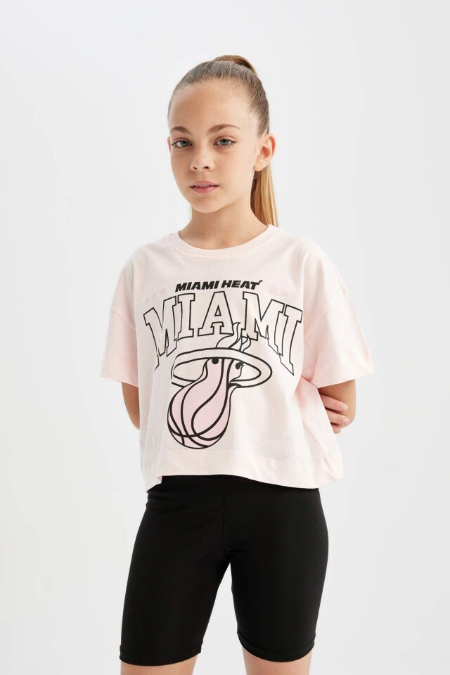 Kız Çocuk NBA Miami Heat Bisiklet Yaka Kısa Kollu Tişört