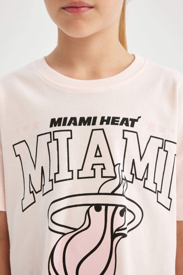 Kız Çocuk NBA Miami Heat Bisiklet Yaka Kısa Kollu Tişört