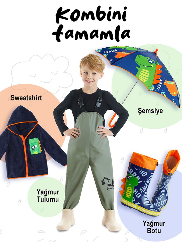 Renkli Dinozorlar Erkek Çocuk Şemsiye