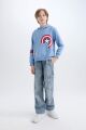 Erkek Çocuk Marvel Avengers Regular Fit Kapüşonlu Kalın Sweatshirt Kumaşı Sweatshirt