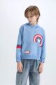 Erkek Çocuk Marvel Avengers Regular Fit Kapüşonlu Kalın Sweatshirt Kumaşı Sweatshirt