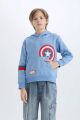 Erkek Çocuk Marvel Avengers Regular Fit Kapüşonlu Kalın Sweatshirt Kumaşı Sweatshirt