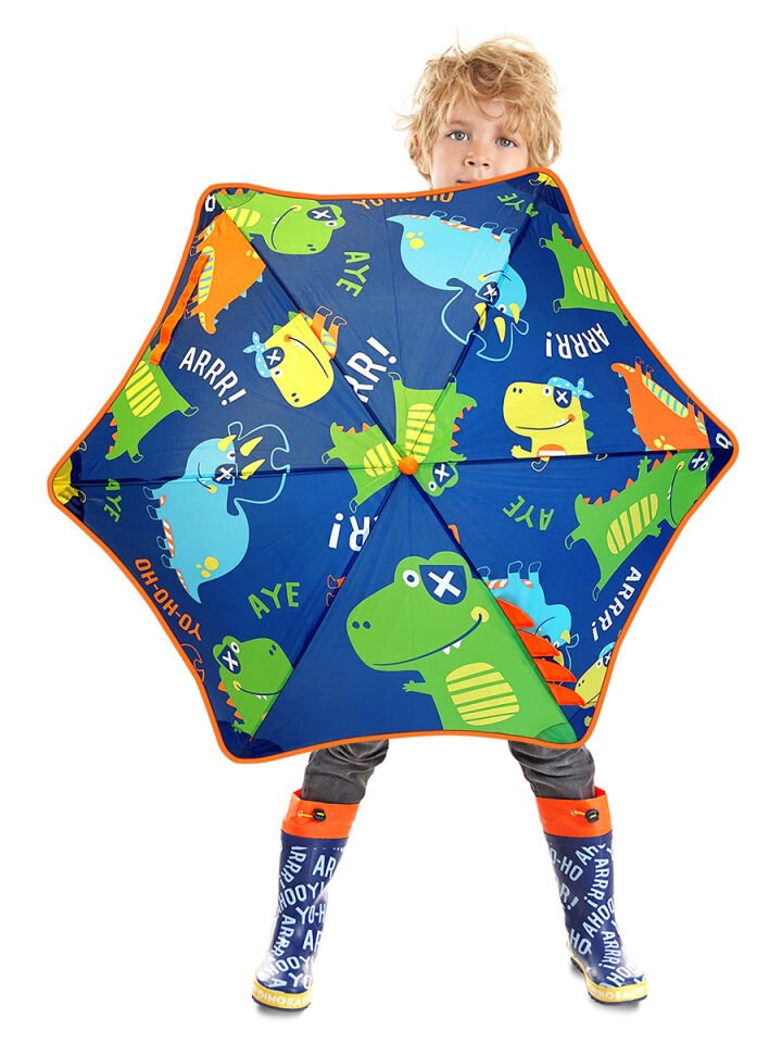 Renkli Dinozorlar Erkek Çocuk Şemsiye Standart - Lacivert