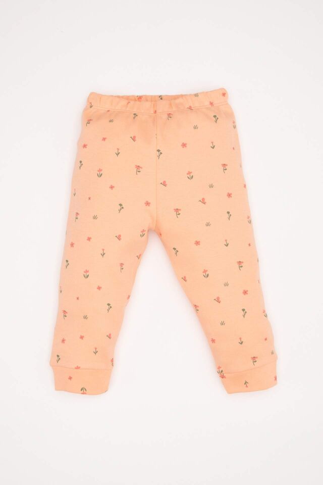 Kız Bebek Pijama Takımı Bisiklet Yaka Çiçekli Uzun Kollu Üst Uzun Alt