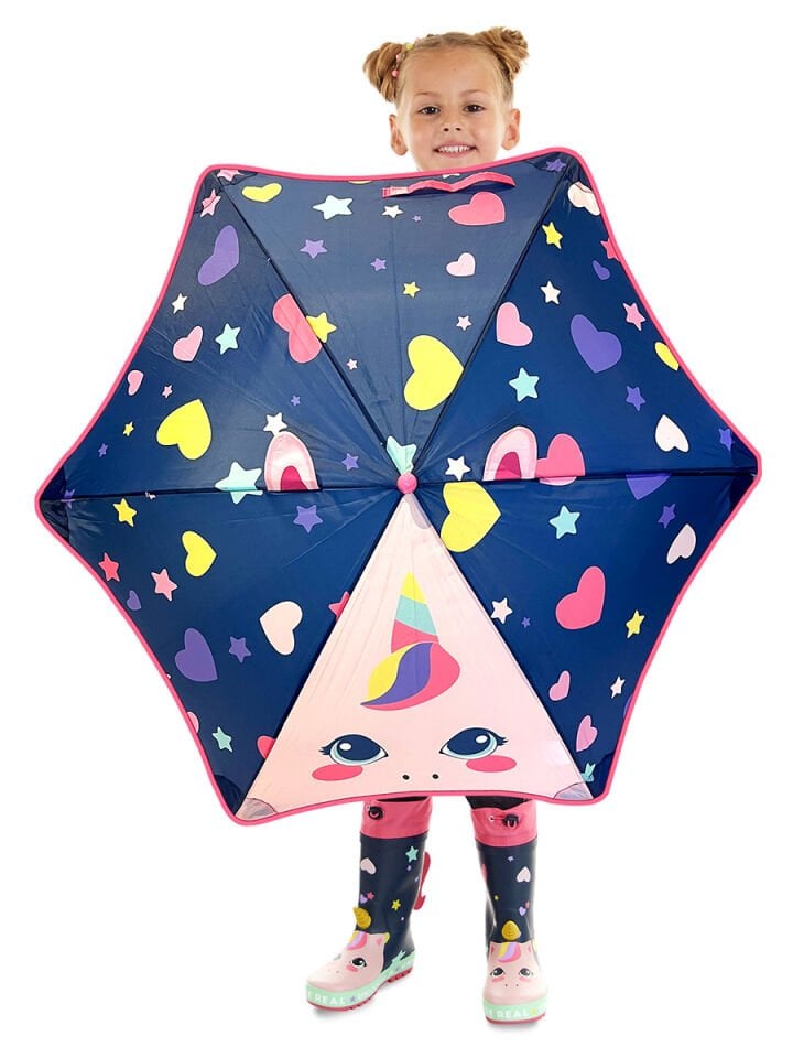 Kalpli Unicorn Kız Çocuk Lacivert Şemsiye