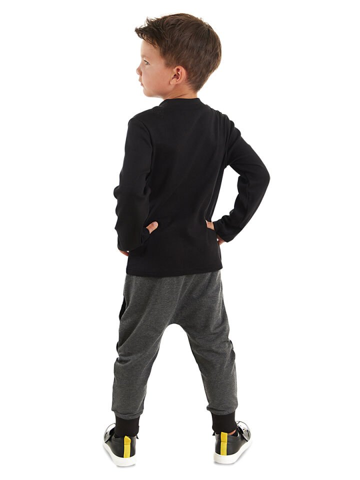 Süper Kahraman Erkek Çocuk T-shirt Pantolon Takım 5 Y - Siyah, Gri