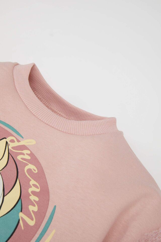 Kız Bebek 2'li Takım Unicorn Baskılı Bisiklet Yaka Sweatshirt Eşofman Altı