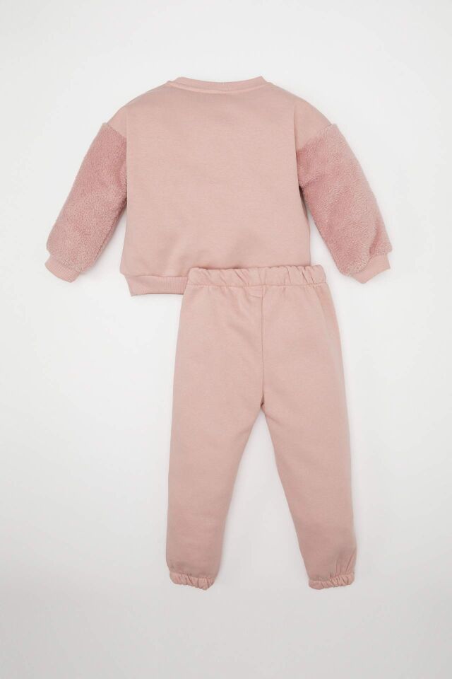 Kız Bebek 2'li Takım Unicorn Baskılı Bisiklet Yaka Sweatshirt Eşofman Altı