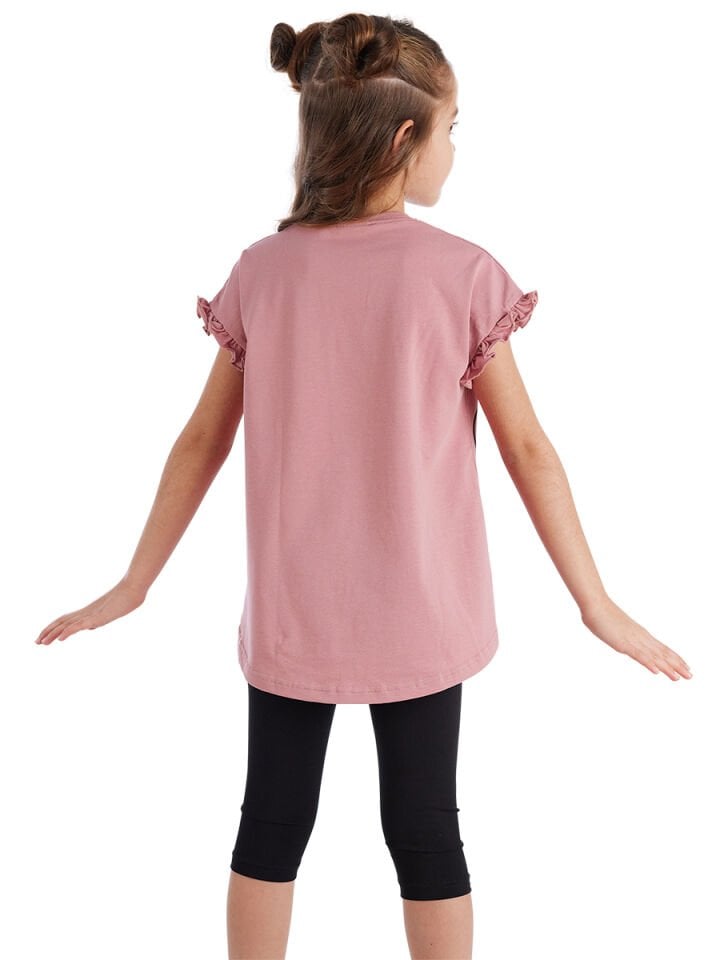 Love Cat Kız Çocuk T-shirt Tayt Takım 6 Y - Pembe, Siyah