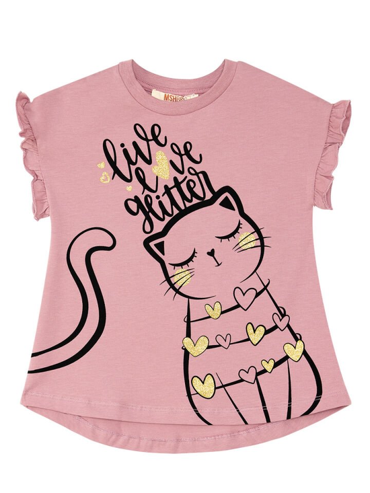Love Cat Kız Çocuk T-shirt Tayt Takım 6 Y - Pembe, Siyah