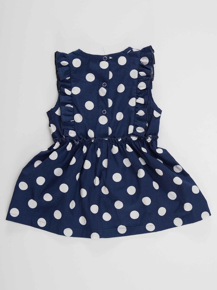 Puanlı Çilek Kız Bebek Poplin Elbise 12-18 M - Lacivert