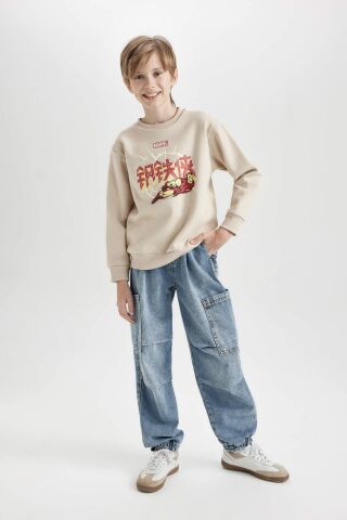 Erkek Çocuk Marvel Comics Bisiklet Yaka Kalın Sweatshirt